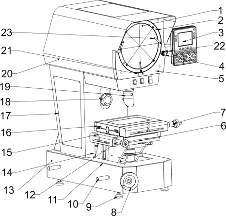 110V / 220V AC Vertical Profile Projector Rotation 360 Optical Measuring