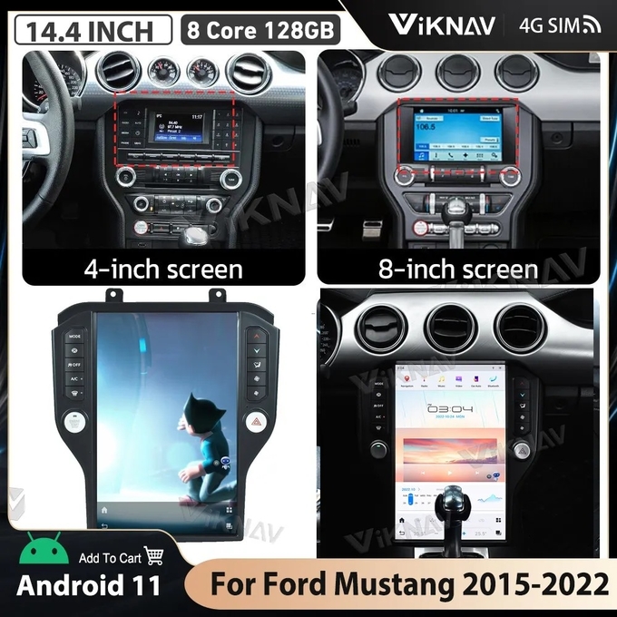 For 2015-2022 Ford mustang Car radio 14.4 Inch 8 Core Navigation Multimedia DVD Player Android Wireless Carplay 4G BT