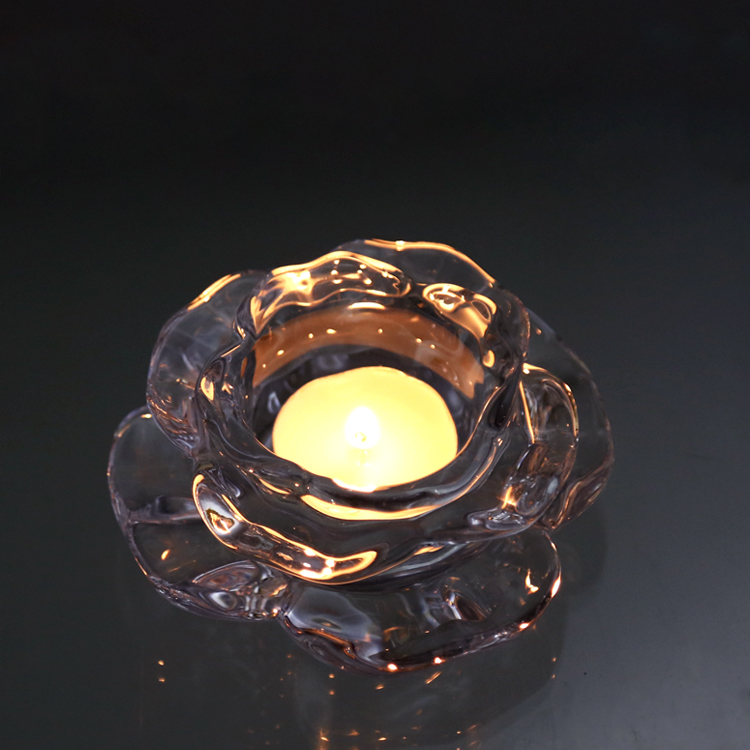 Flowers Tea Light Candle Holder Lead Free Crystal Glass Creative Party Celebration Decoration