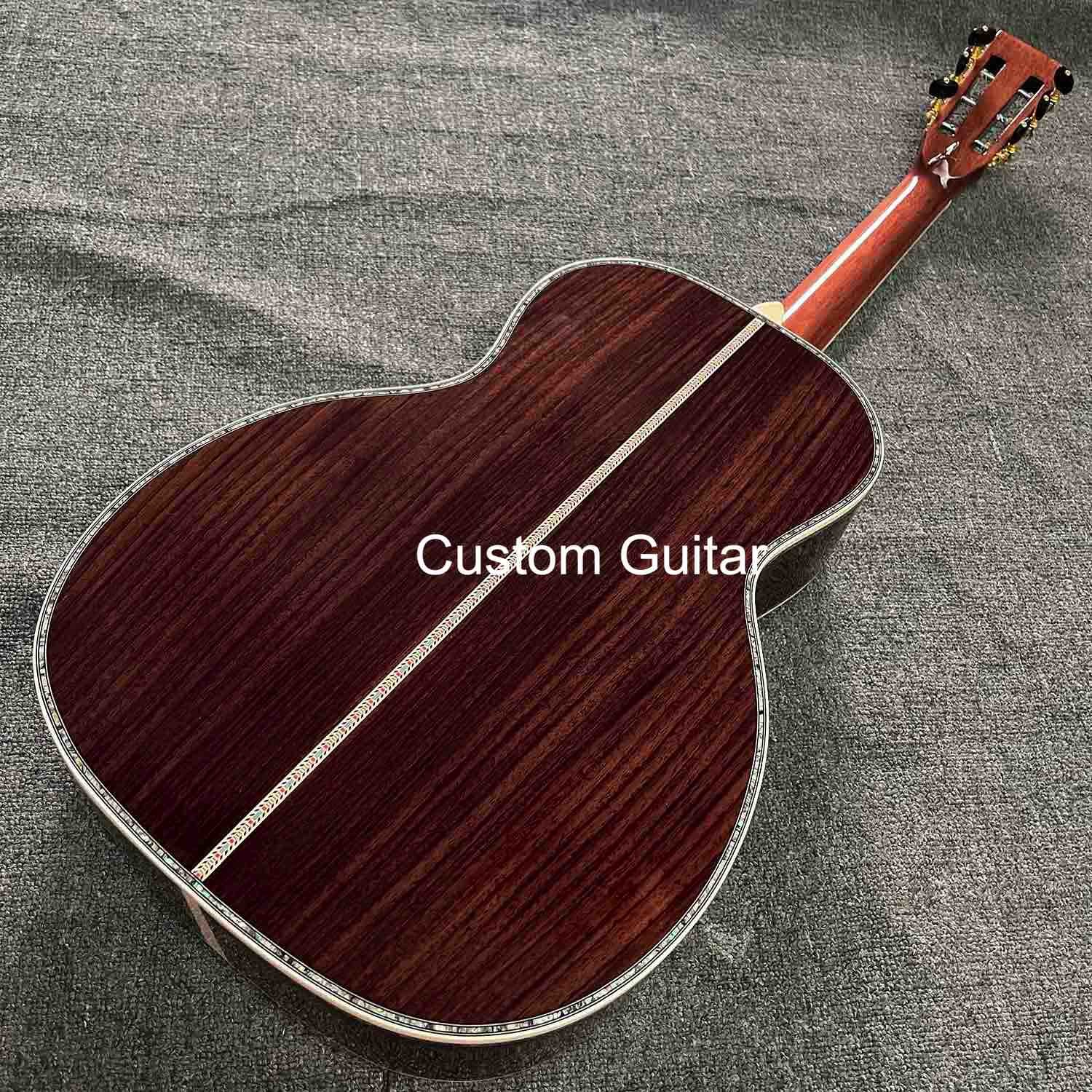 6 strings custom OEM solid wood acoustic OO guitar 38 inch body ebony bridge