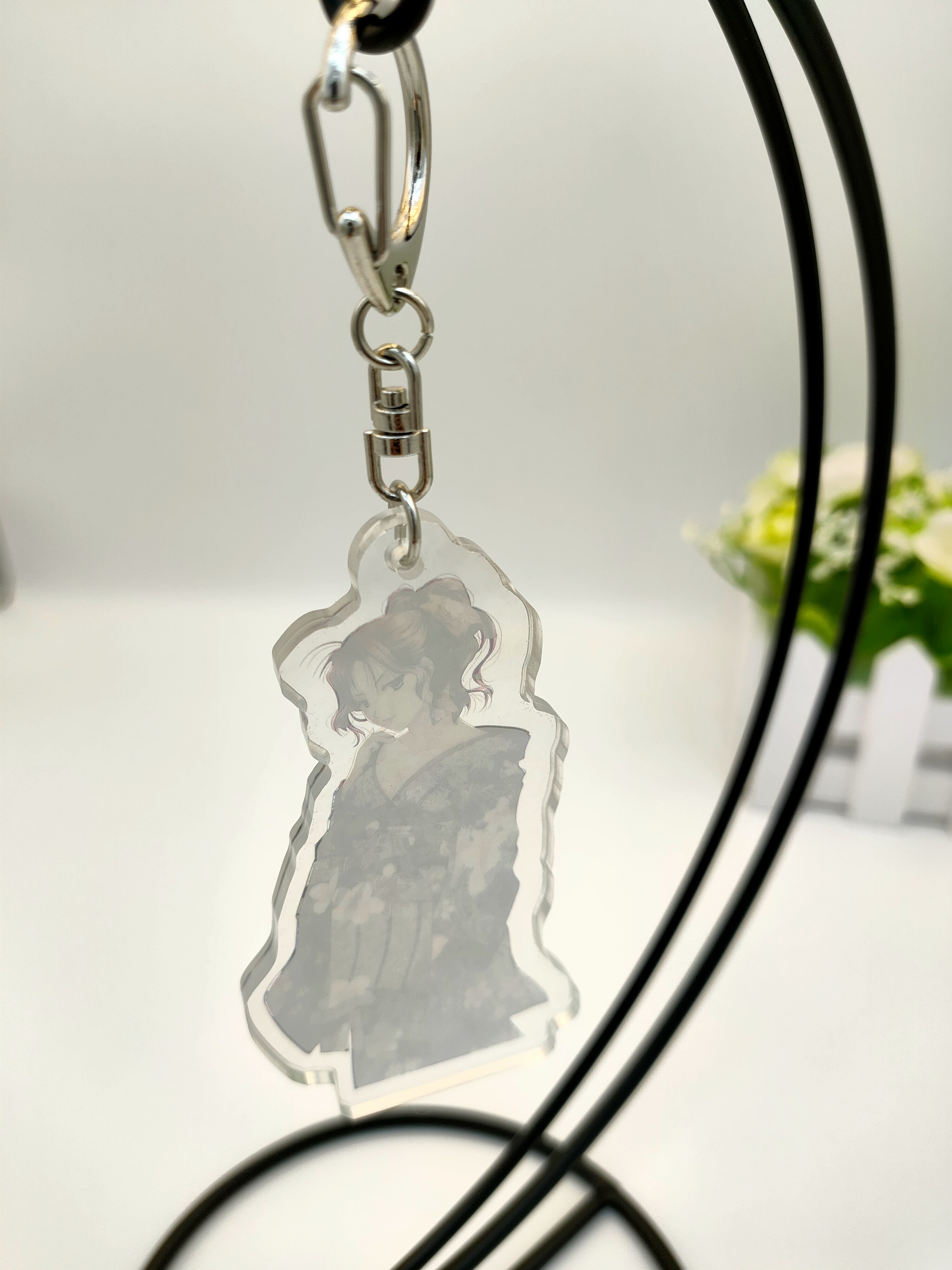 Anime Printed Acrylic Sheet Keychain With Picture Opp Bag Packed