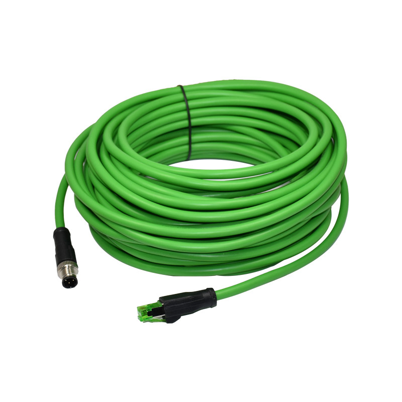 Waterproof M12 D-Coded Cirtular To RJ45 Ethernet Cable RJ45 Patch Cord With M12 Connector