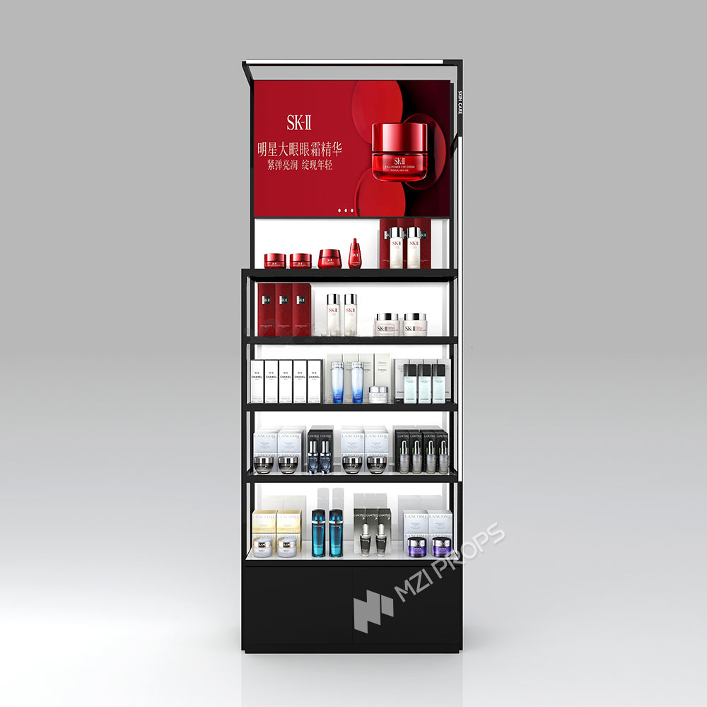 KLNS-R2 Translucent Panels Skincare Display Cabinet with Black Aluminum Slots
