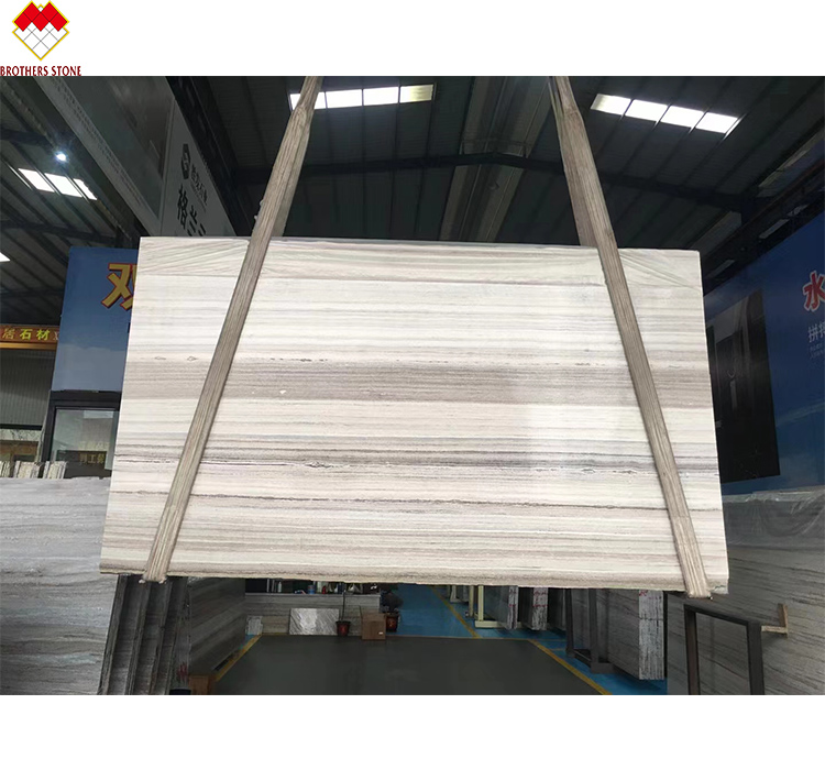 Wooden Veins White Marble Staircase LED Customized Size Step Tiles for Straight Stair