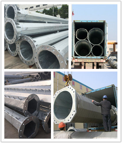 Custom 220KV Electrical Steel Power Transmission Poles , Electrical Power Poles