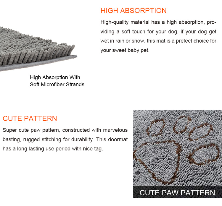 Household 2.5cm Non Slip Dog Crate Mat SGS Chenille Fiber