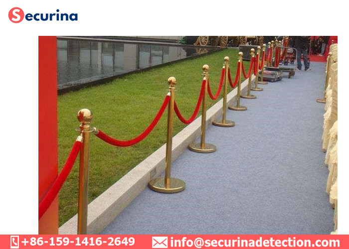 Stainless Steel Crowd Control Stanchions And Ropes Airport Pole Stanchion Velvet Rope Barrier