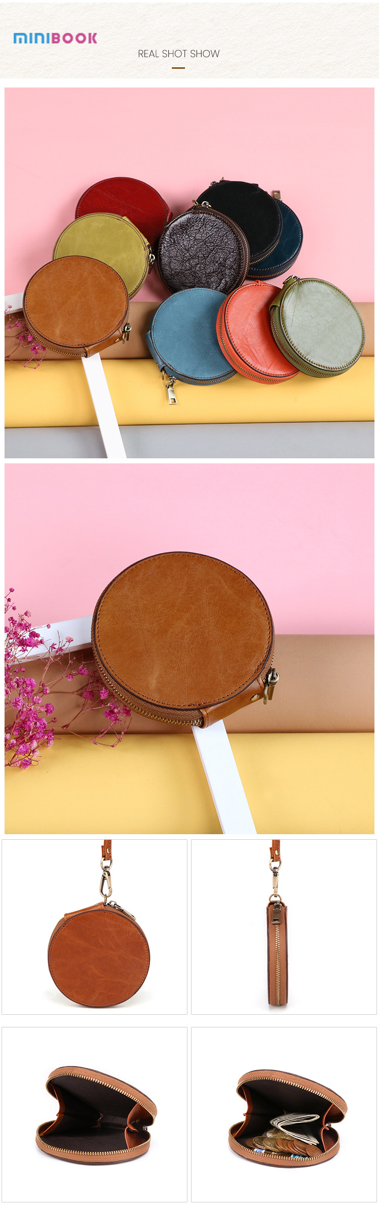 2022 Designs Short Wallet Length Genuine Leather Coin Purse for Women Highly OEM ODM
