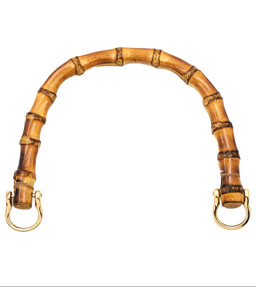 Plastic Bamboo Purses Handles U-Shaped Handbag Handles For Bag Making With Gold Metal Buckle Burnt Color