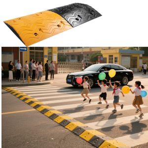 China CE/ISO Certified Speed Bump Kit Weatherproof Rubber Traffic Calming Device for Warehouse/School Zone on sale