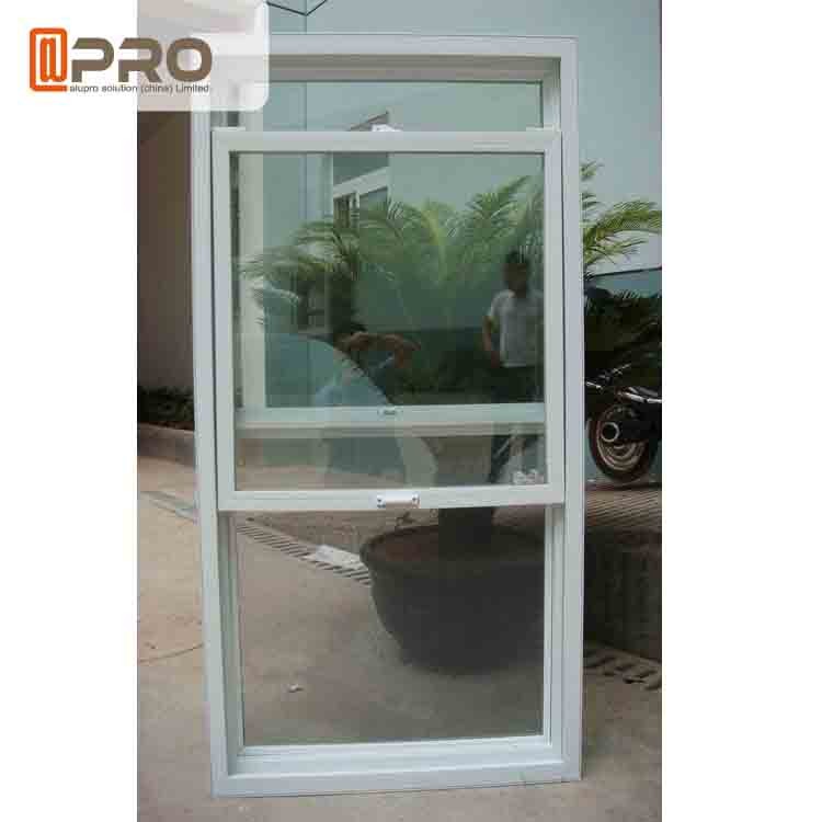 Aluminum Profile Double Glass Single Hung Sliding Window With Insect Screen