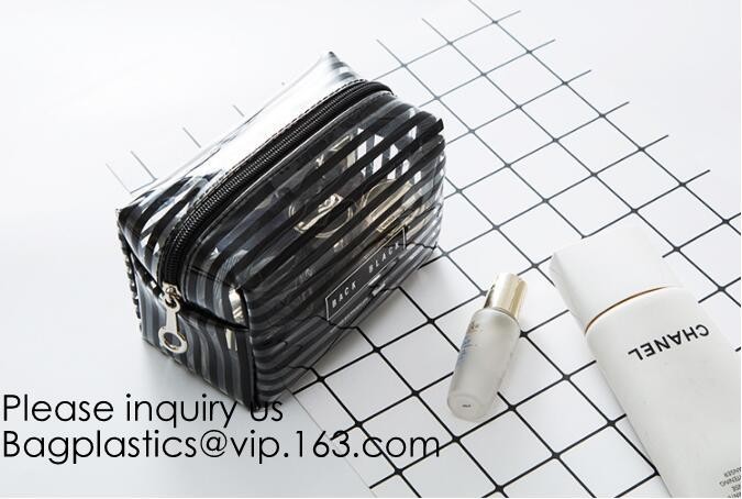 Clear Zipper Pouch with Strap Makeup Bag PVC Cosmetic Pouch,Printing Clear Zip lockk Cosmetic PVC Pouch, bagease, bagplast
