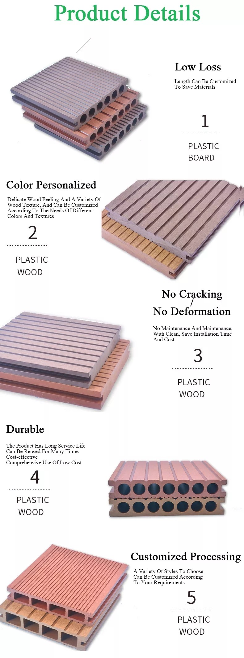 WPC Wood Plastic Composite Flooring Decking Deco Board For Outdoor Garden Decoration
