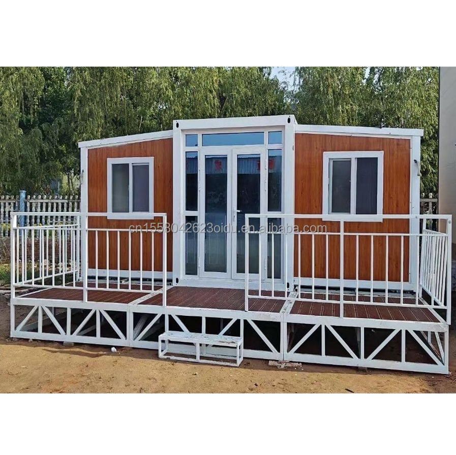 EU Wooden 2 Bedroom Modular Prefab Houses with Modern Design and Galvanized Steel Square Tubes Expandable Container House