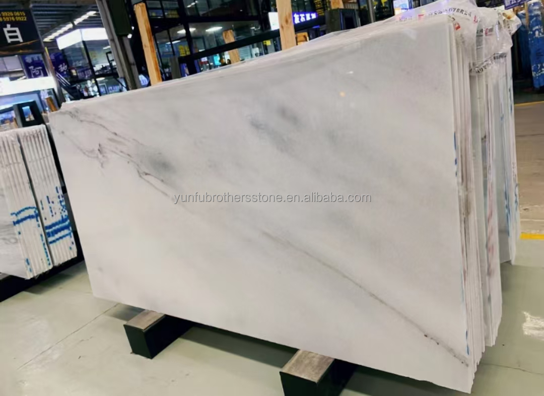 Hotel Design Style Modern White Marble TV Wall Board Panel for Home Renovation Project