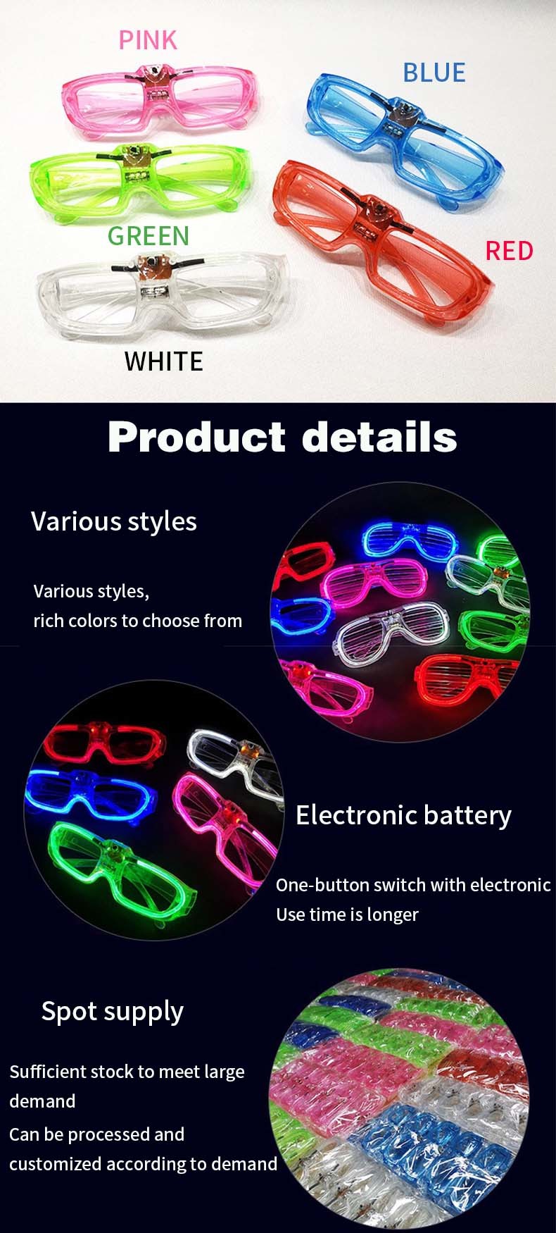 LED Glasses Neon Sunglasses Light Up Glasses Party Articles Rave Costume Party DJ Sunglasses Birthday Party Decoration