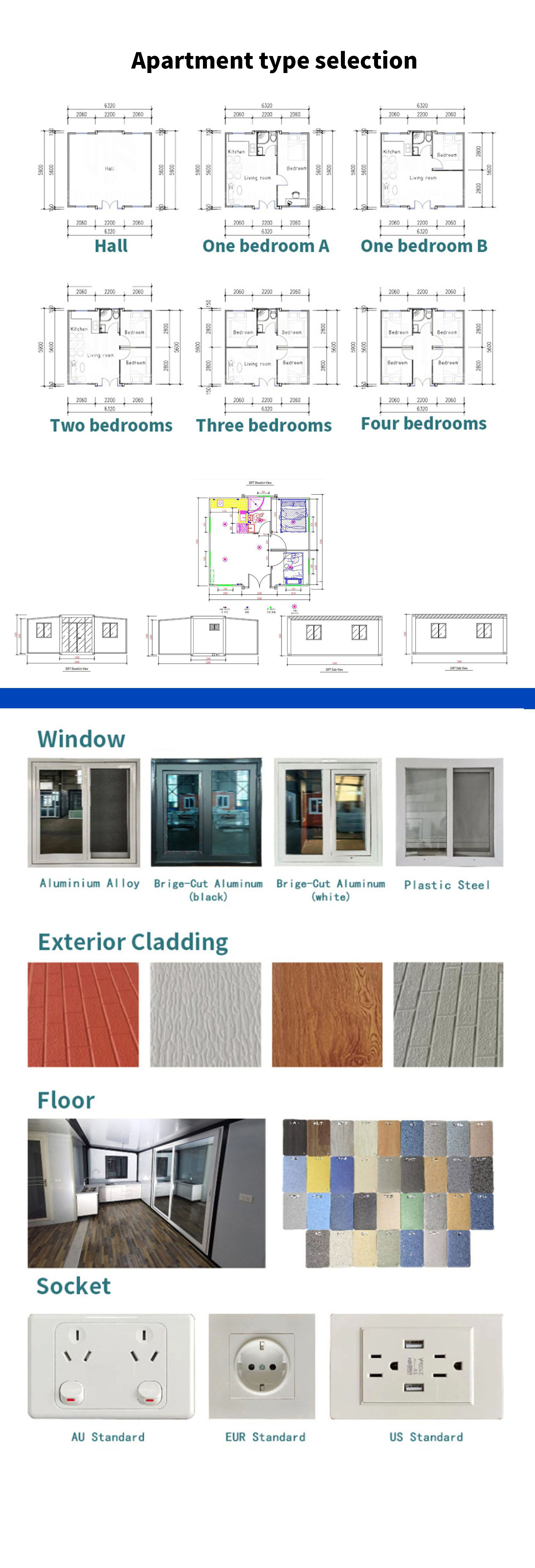 Double wing folding room triple area decoration can be expanded removable mobile container house mobile house