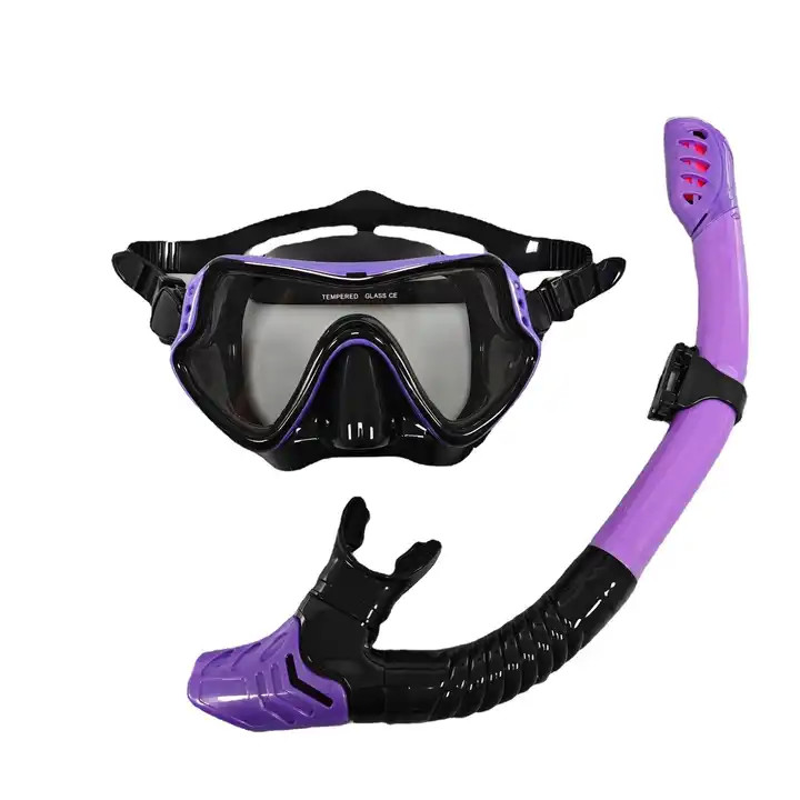 High Quality Adult Snorkel Diving Scuba Set With Anti-Fog Coated Glass Purge Valve And Anti-Splash Silicon Mouth Piece