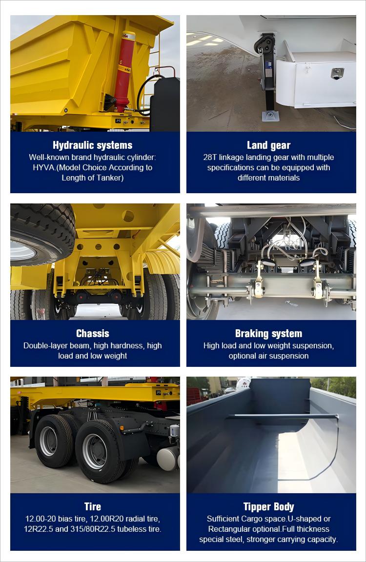 CIMC new brand 350CC 2 3 4 Axle Motorized Tipper Cargo Tricycle Motorcycle Dumper Cargo semi trailer