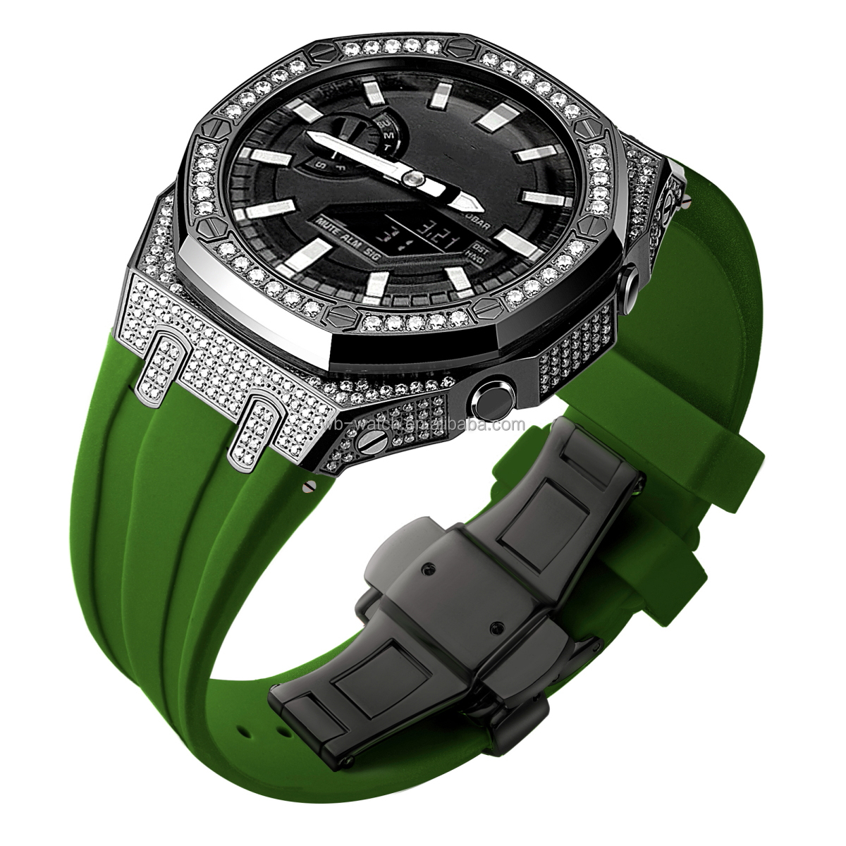 Luxury Ga2100 5Th Generation Full Diamond Watch Case Rubber Strap Resin Watch Band Kit