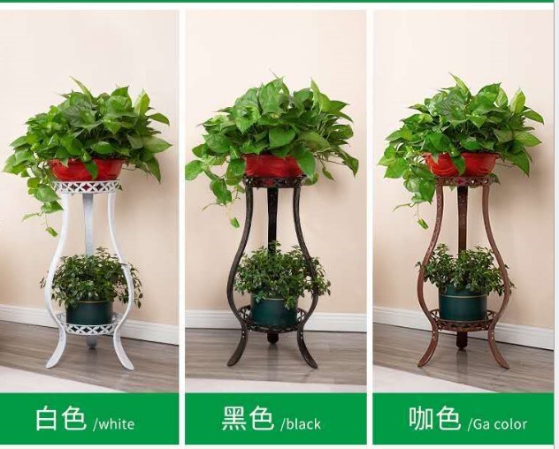 Black Corrosion Proof Two Tier Metal Flower Stand