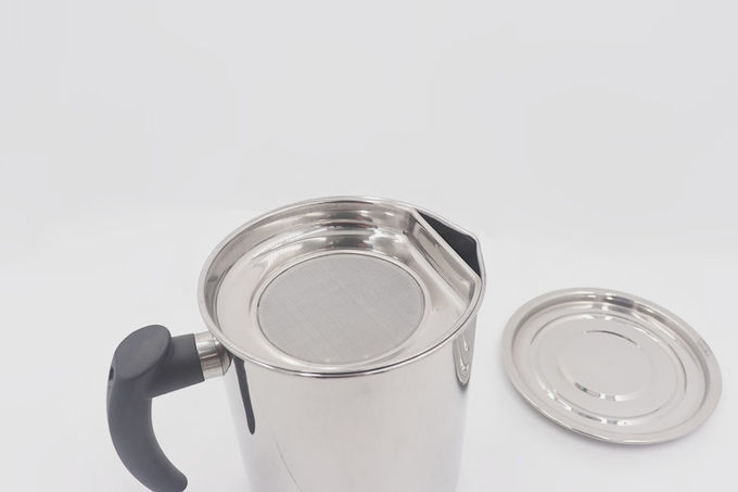 1.3L Kitchenware stainless steel oil strainer pot with lid round shape grease container