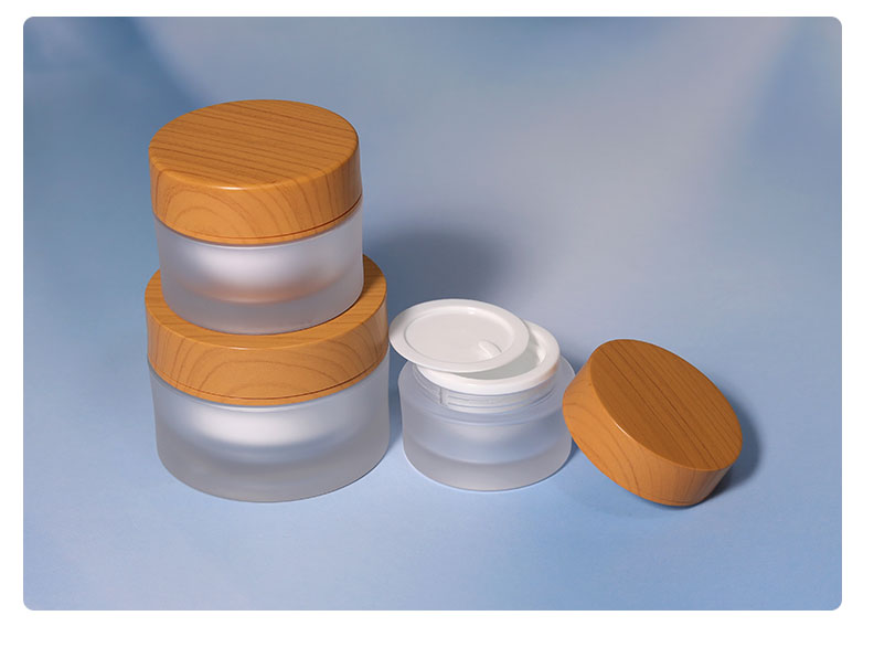 15g 30g Luxury Frosted Cosmetics Packaging Plastic Round Bamboo Body Butters Cream Cosmetic Jar with Customized Logo