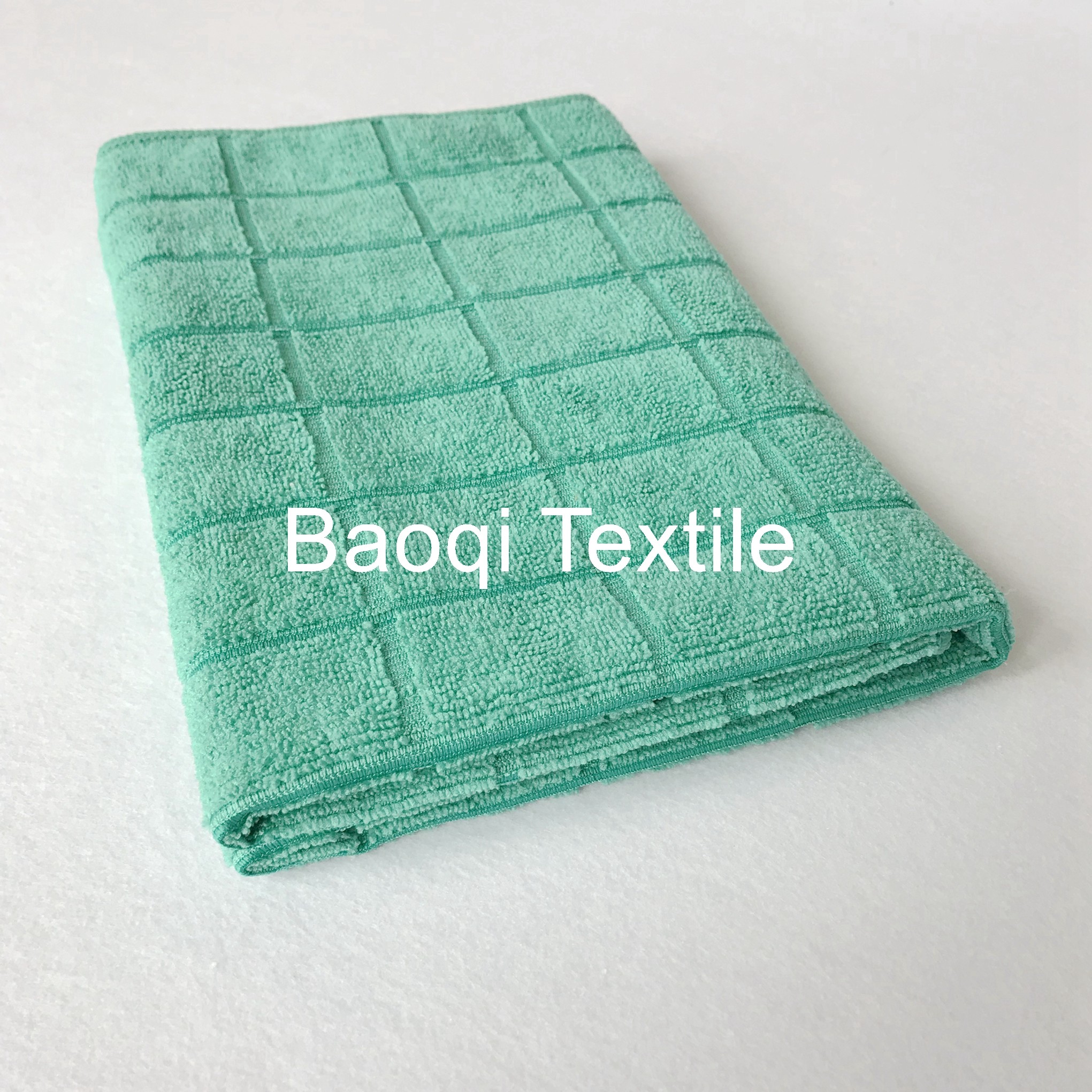 Green 260gsm solid microfiber dish rags，tea towels wipes,double side kitchen cleaning rags size 40*60cm