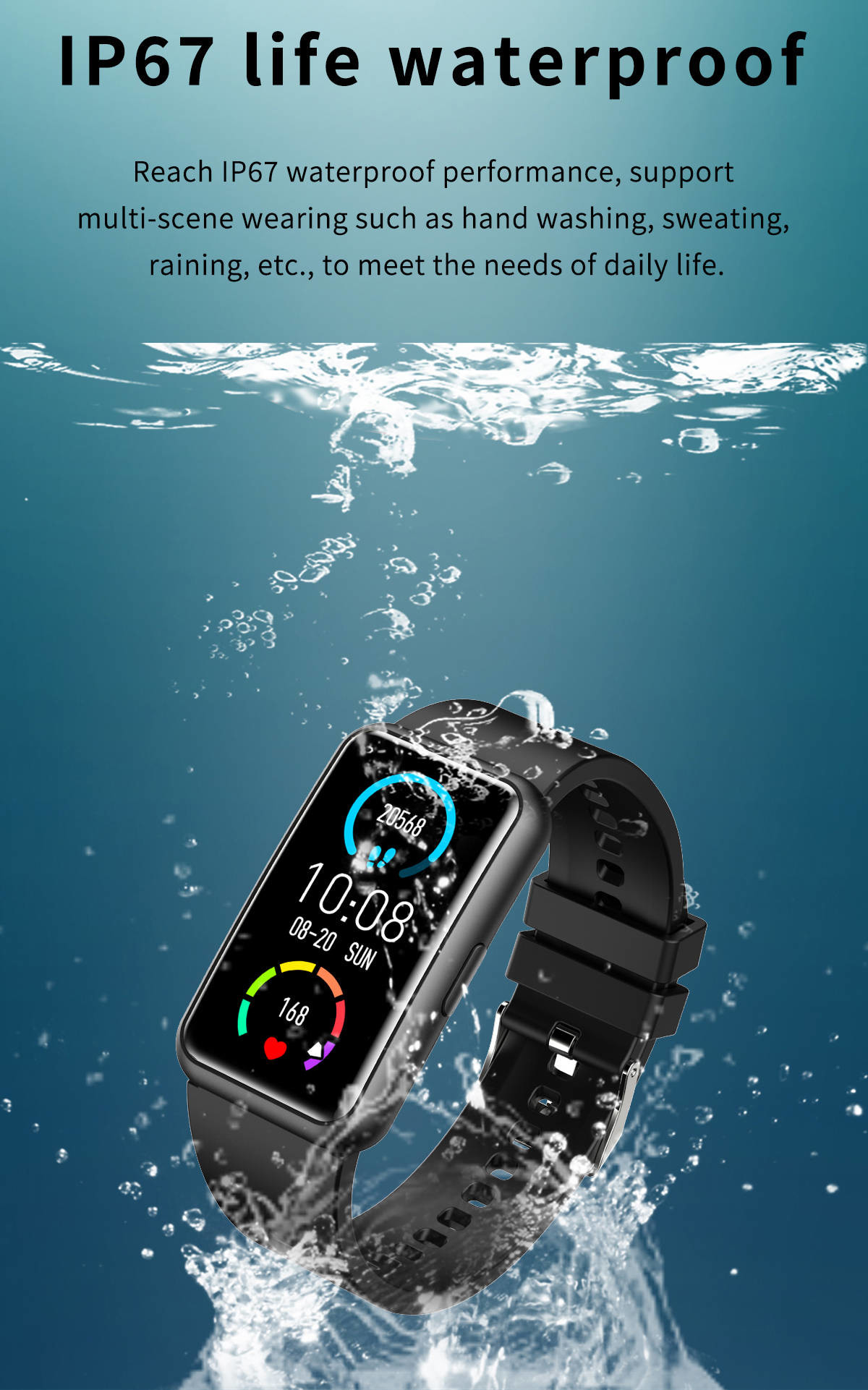 1.45 inch Bluetooth Fitness Bracelet Calories Burned Distance Calculation 145mAh