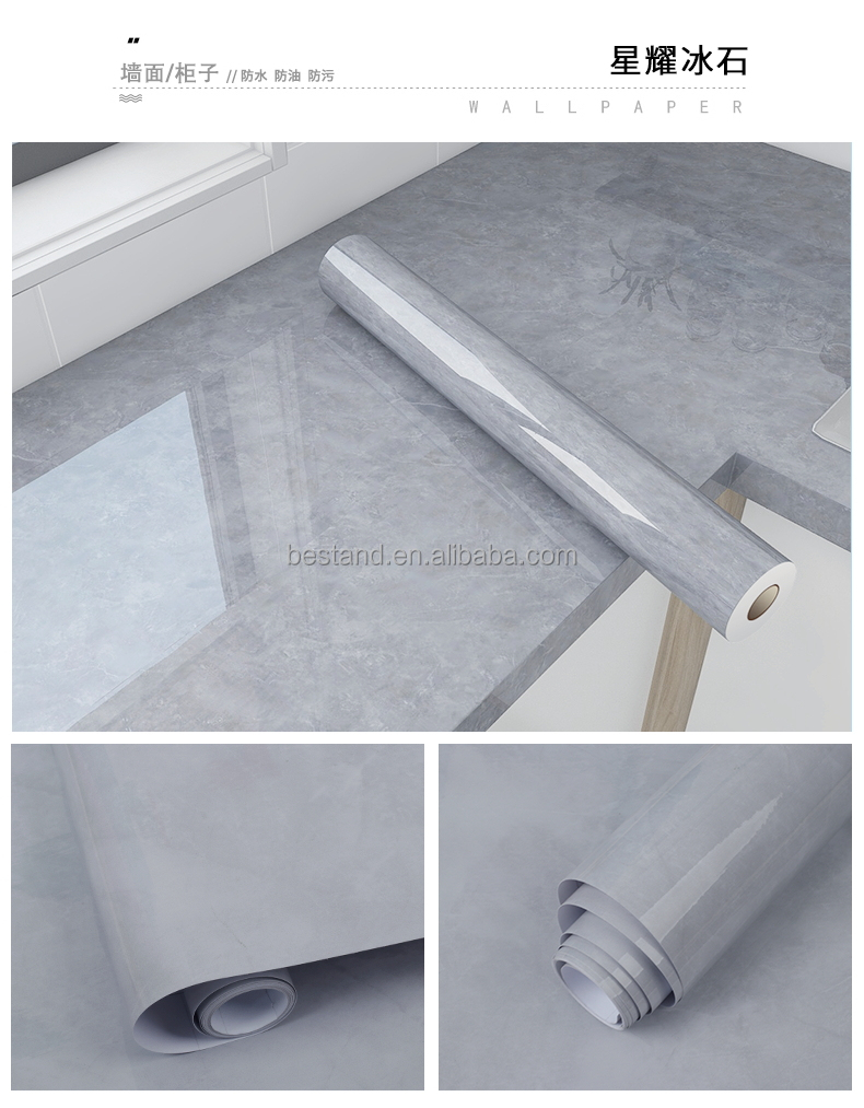 Waterproof Marble Wall Sticker Wallpaper Modern Design Style Thicken Peel Off Self Adhesive Kitchen Counter Top Removable