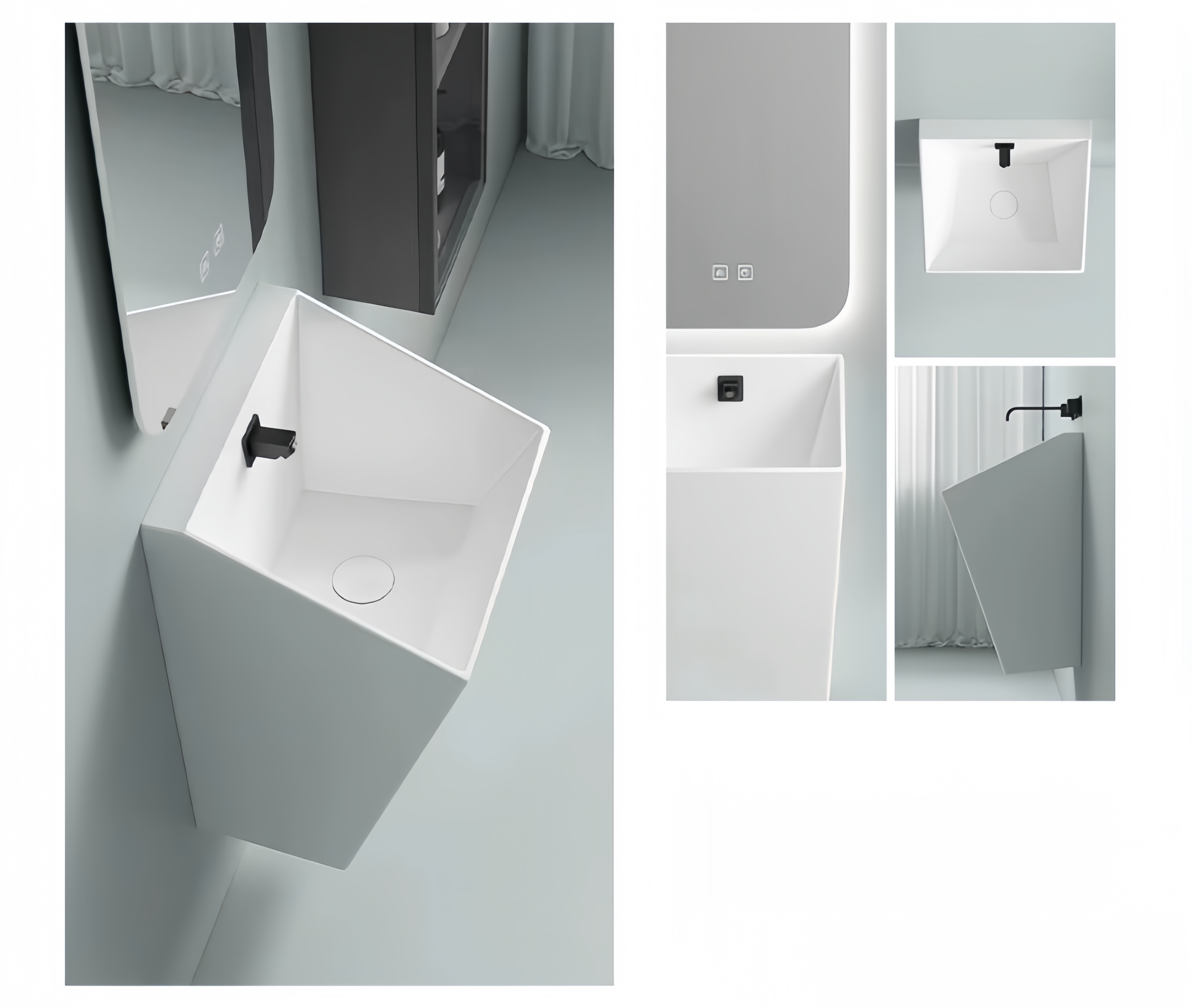 Half Pedestal Ceramic Wall Hung Bathroom Wash Basin for Environmental Glaze and Home