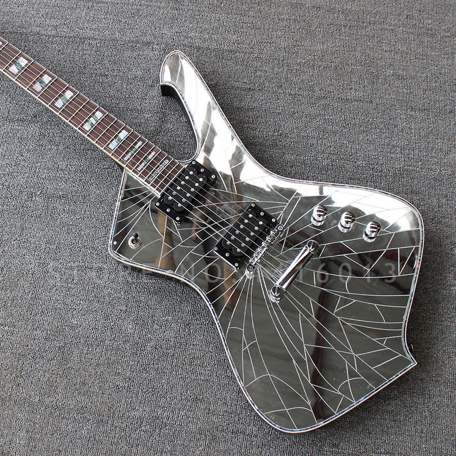 Custom Purple Gold Sliver Cracked Mirror ICEMAN Stanley Electric Guitar Abalone & Cream Body Binding Guitar