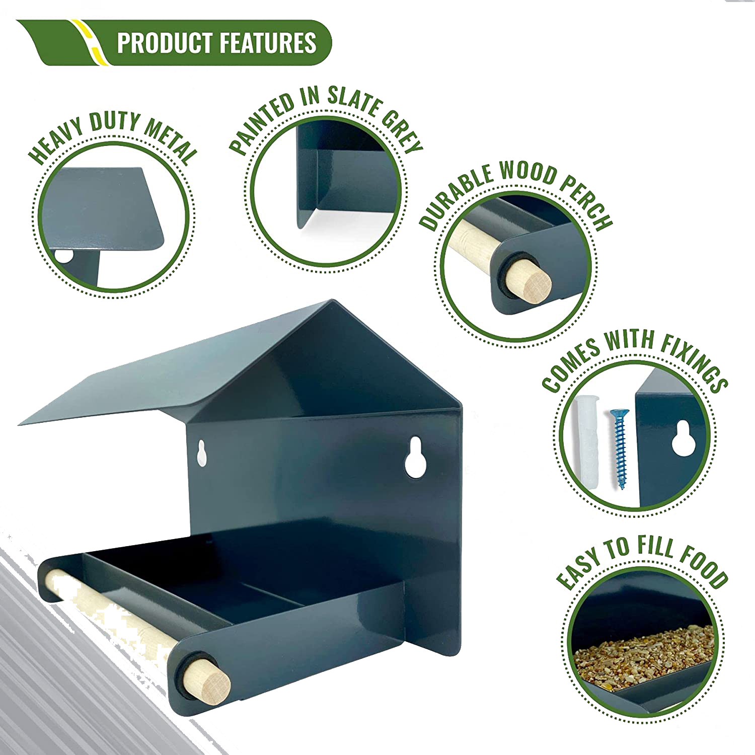 Metal Wall Mounted Garden Bird Feeder Bath House for Feeding Birds and Providing Water