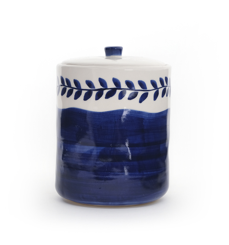 White Household Stoneware Coffee Canister Kitchen Coffee Suger Tea Round Ceramic Canister With Lid