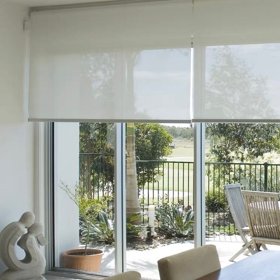 Plain White Beige Grey 100% Polyester Fire Retardant Roller Fabrics For Window