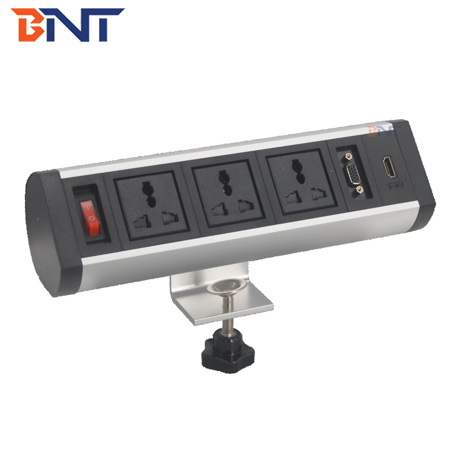 Double usb charger without cut-out hole movable table top power outlet for office table