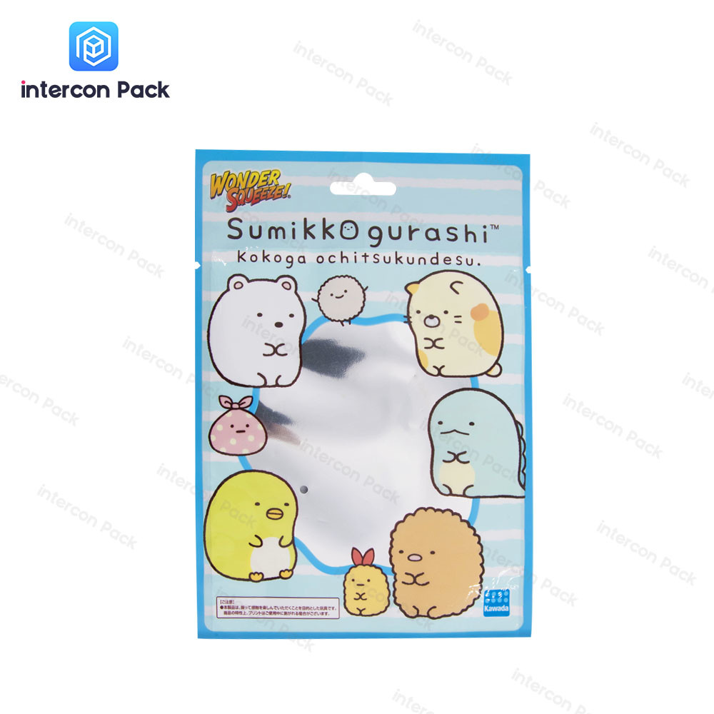 Customized Candy Packaging Bags Stand Up 3 Side Seal Bag With Transparent Windows