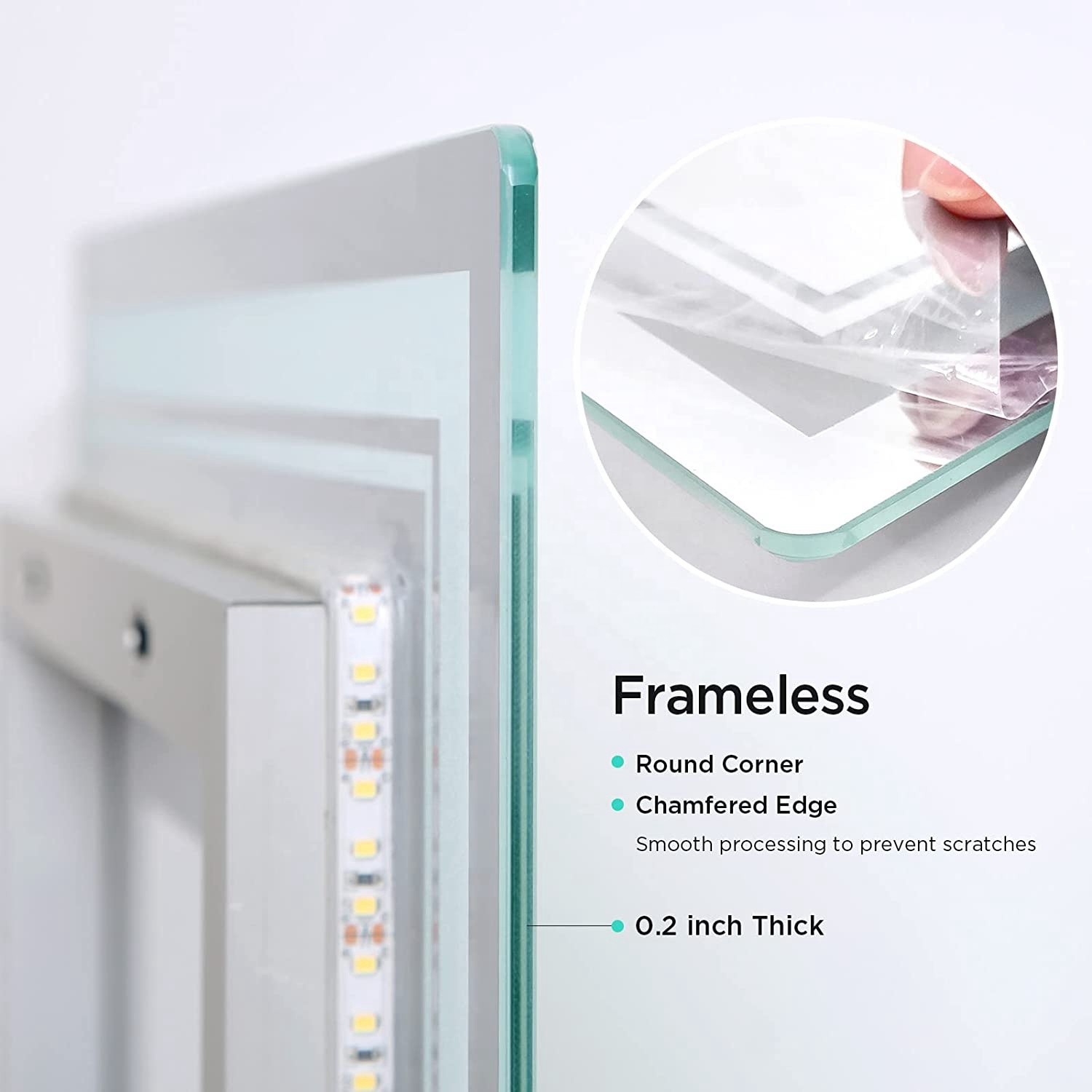 Luxury Hotel Vanity Mirror Waterproof Shatterproof Lighted Bathroom Vanity Mirror