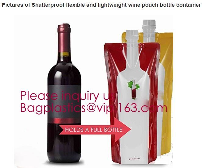 Foldable wine bag portable reusable plastic wine bottle pouch,wine bottle pvc custom packaging bag,vodka,wine,spirit