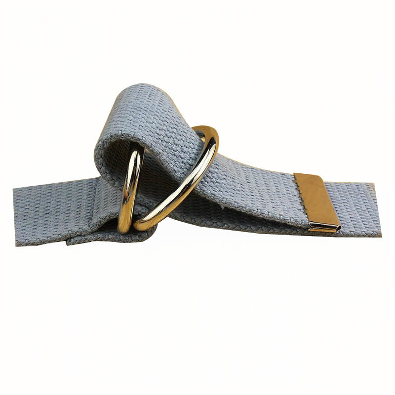 Canvas Knitted Belt 110cm Double D Ring Belt Unisex Cotton Web