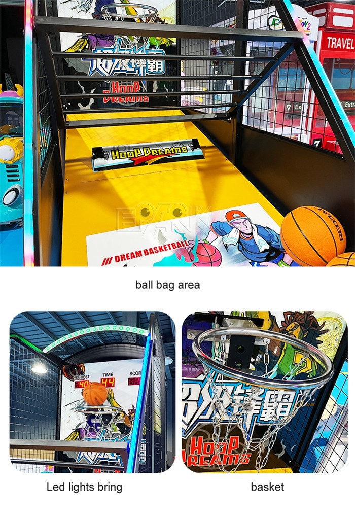 Hoop Dreams Luxurious Arcade Coin Operated Street Basketball Redemption Game Machine