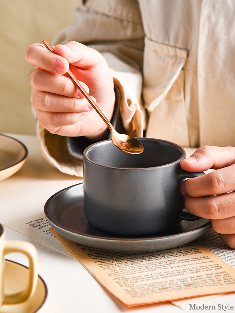 Nordic Design Style Handmade Ceramic Coffee Mug And Saucer Set For Sustainable Office