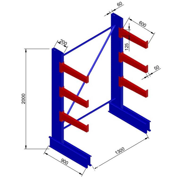 Durable powder coated steel cantilever lumber storage rack
