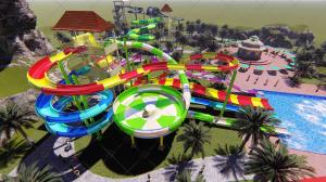  Mountains Colorful Water Slide Fiberglass Rides For 4 People Manufactures