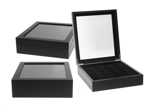Black Square Watch Storage Box Luxury Waterproof Velvet 12 Slots 330 X 200 X