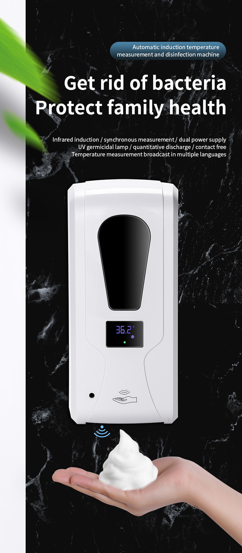 Automatic Sensor ABS PP PC Automatic Soap Dispenser 1000ml For Hand Sanitizer
