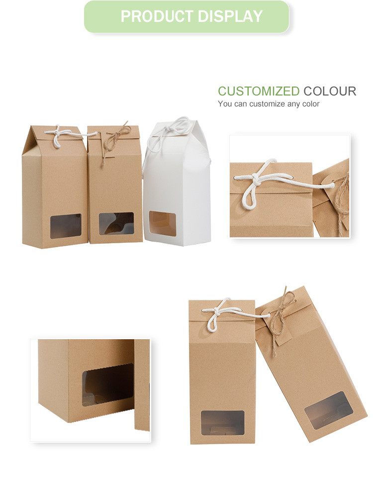 Eco Friendly Tea Food Packaging Box With Window Rope Handle