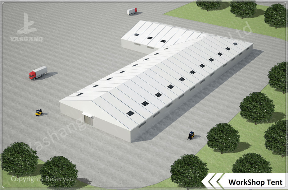 Custom L-shaped Industrial Aluminium Frame Tents Workshop With Sandwich Wall