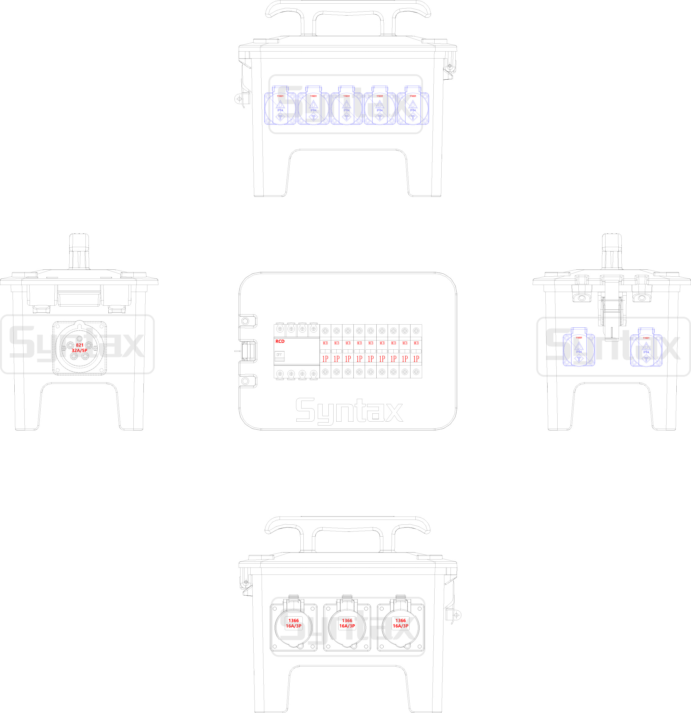 Syntax New RB13 Rubber Box 32A Three Phase Outdoor Mains Distro Box For Live Event Industry in Dubai
