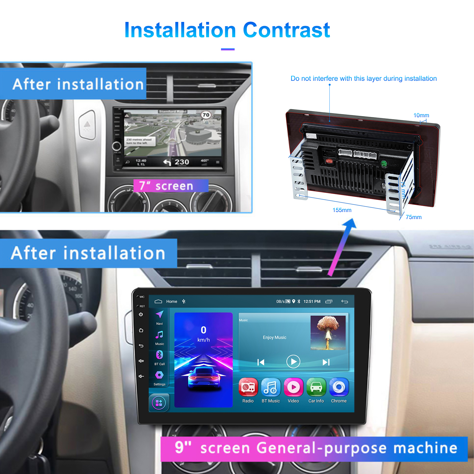 9 inch 2G 32G Universal Multimedia Player Double Din Android Car Radio with Built-in 2DIN
